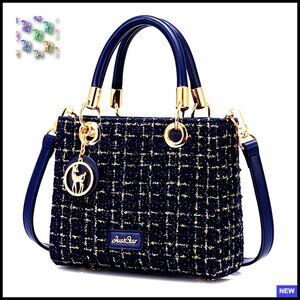 Quilted Tweed Pearl Clutch Crossbody Bag Designer Small Shoulder Purse Chain